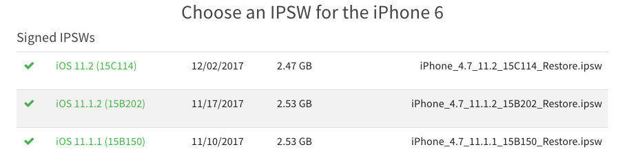 IPSW查询降级版本